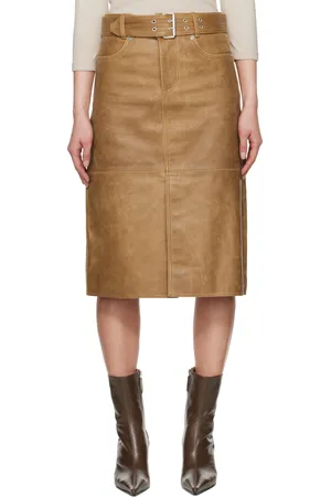 OUR LEGACY Tan Workwear Leather Midi Skirt