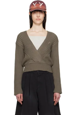 OPEN YY Gray Criss Cross Ribbed Pullover Sweater