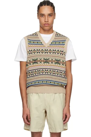 Ralph Lauren Beige Fair Isle Cotton-Cashmere Sweater Vest