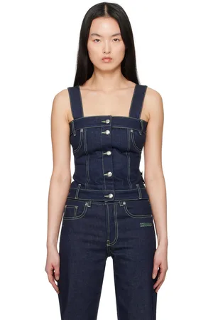 OFF-WHITE Blue Corset Denim Tank Top