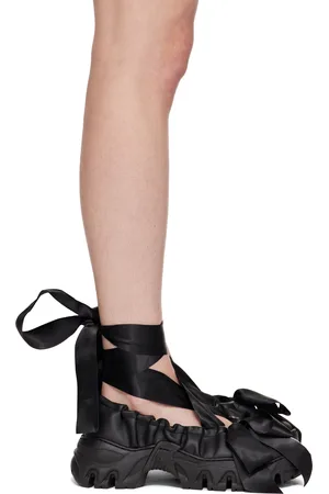 ROMBAUT Black Aura Bows Ballerina Flats