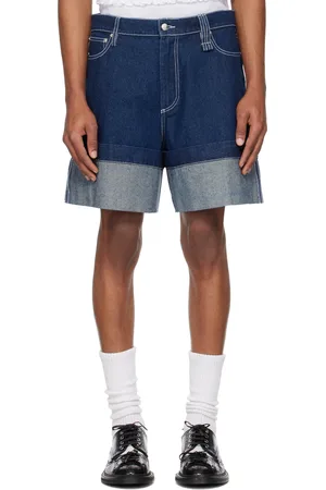 Simone Rocha Navy Embellished Wide-Leg Denim Shorts