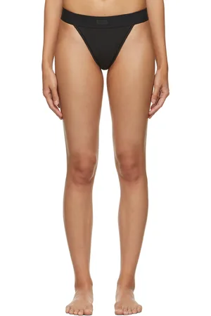 SKIMS Black Cotton Rib Thong