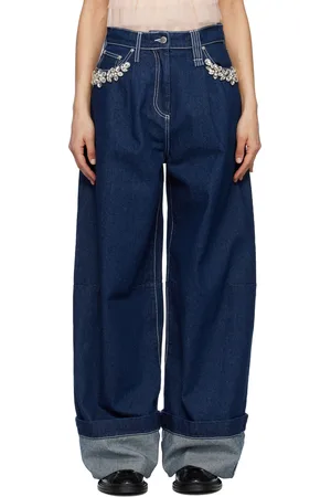 Simone Rocha Navy Turbo Embellished Puddle Jeans
