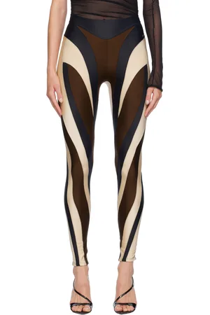 MUGLER Brown & Beige Spiral Leggings