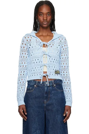 Ganni Blue Tie String Cardigan