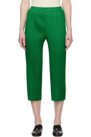 PLEATS PLEASE ISSEY MIYAKE Green Thicker Bottoms 2 Trousers