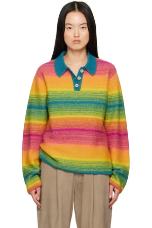 THE ELDER STATESMAN Multicolor Blurry Stripe Rugby Polo