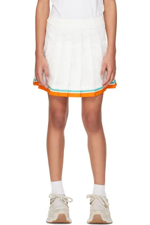 Casablanca Kids White Tennis Stripe Pleated Skirt