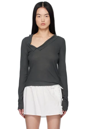 Deiji Studios Gray Cross Collar Top