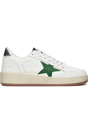 Golden Goose White & Green Ball Star Sneakers