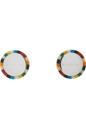 Paul Smith Silver Circle Signature Stripe Cufflinks