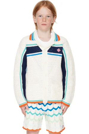 Casablanca Kids Off-White Crocheted Tennis Stripe Overshirt