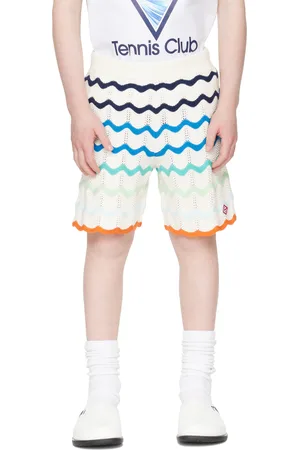 Casablanca Kids Off-White Gradient Wave Crochet Shorts