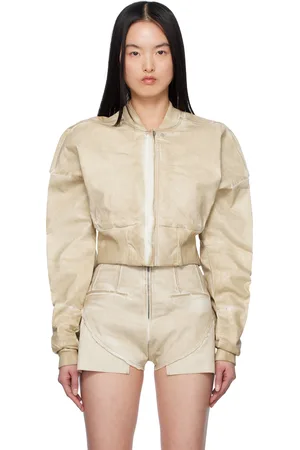 Rick Owens Beige Hollywood Cropped Denim Flight Jacket