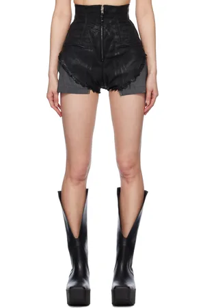 Rick Owens Black Hollywood Dirt Cutoffs Denim Shorts