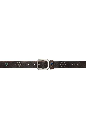 Ralph Lauren Brown Rasco Studded Leather Belt