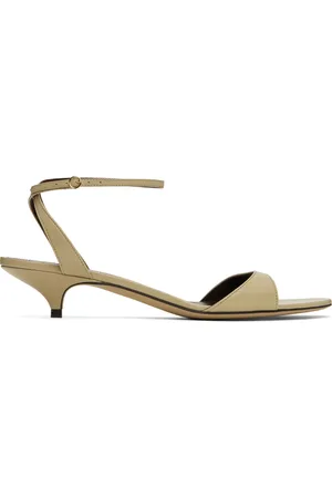 The Row Gray Vika Ankle Strap Kitten Heeled Sandals