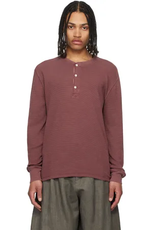 Ralph Lauren Burgundy Garment-Dyed Waffle-Knit Henley