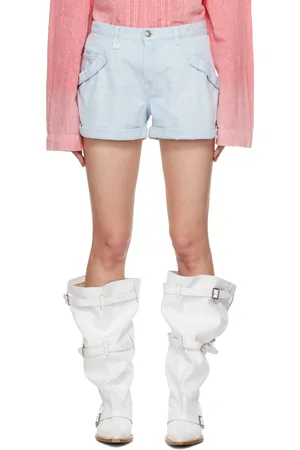 R13 Blue Pouch Pocket Denim Shorts