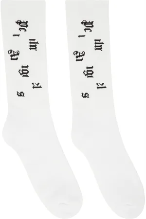 Palm Angels White Broken Logo Socks