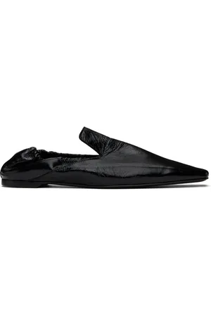 Totême Black Elastic-Back Leather Loafers