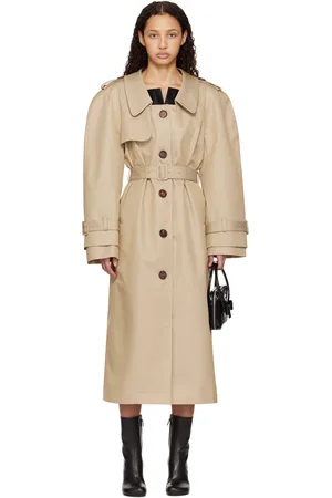 Shushu/Tong Khaki Long Lapel Trench Coat