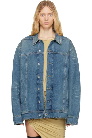 Rick Owens Blue Hollywood Jumbo Worker Denim Jacket