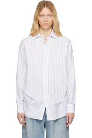 Maison Margiela White & Blue Striped Shirt