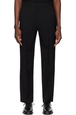 Solid Black Wool Trousers