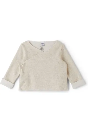 Petit Bateau Baby Grey Side Snap Long Sleeve T-Shirt
