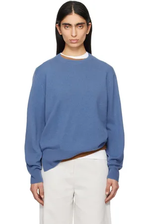 Totême Blue Crew-Neck Cashmere Knit Sweater