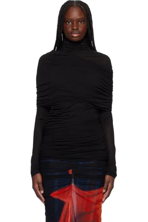 MUGLER Black Ruched Blouse