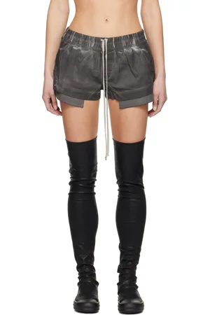 Rick Owens Gray Hollywood Fog Boxers Denim Shorts