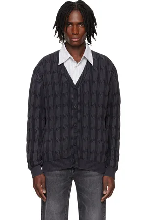 Solid Gray V-Neck Washed Cardigan