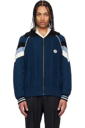 rice nine ten Blue Knitting Track Jacket