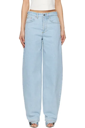 MUGLER Blue Laced-Up Wide-Leg Jeans
