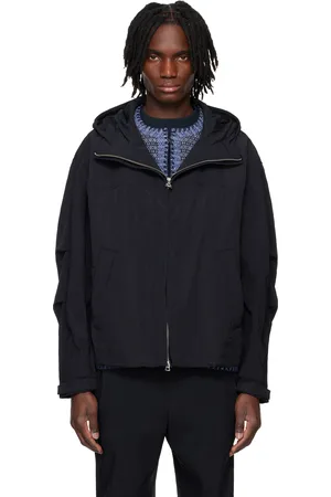 Solid Black Grunge Hoodie Shell Parka Jacket