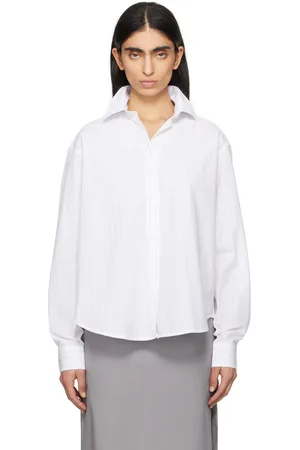 Totême White & Blue Monogram Striped Shirt