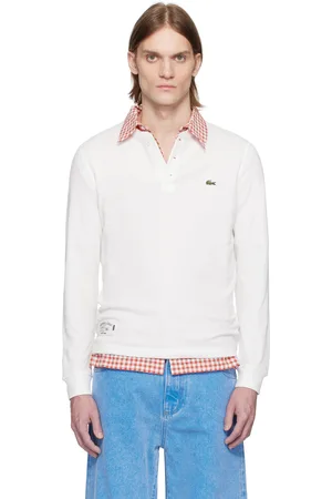 Lacoste White Waffle-Knit Henley