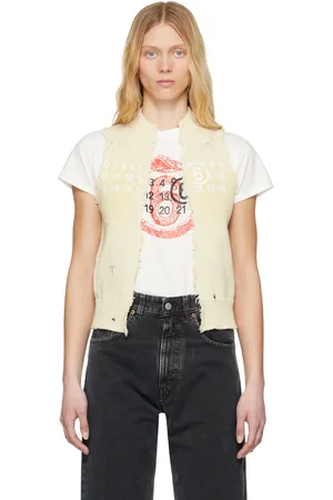 Maison Margiela Off-White Open Cut Printed Vest