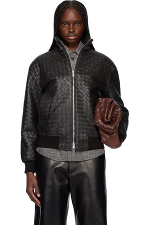 Bottega Veneta Brown Intrecciato Leather Jacket