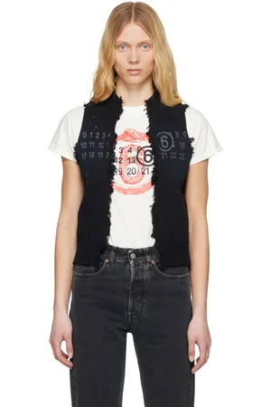 Maison Margiela Black Open Cut Printed Vest
