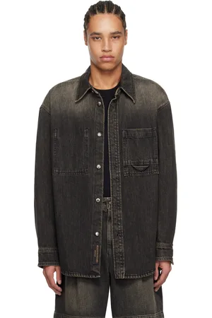 WOOYOUNGMI Gray Back Logo Washed Denim Shirt