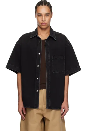 WOOYOUNGMI Black Palm Tree Denim Shirt