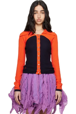 Kiko Kostadinov Navy & Orange Rover Knit Cardigan