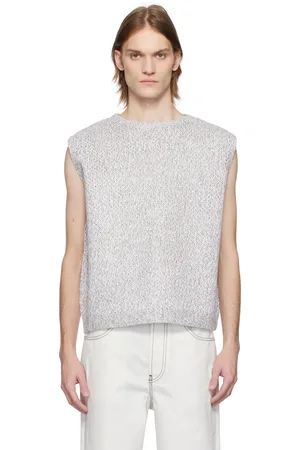 KARMUEL YOUNG Gray Crew Neck Knit Vest