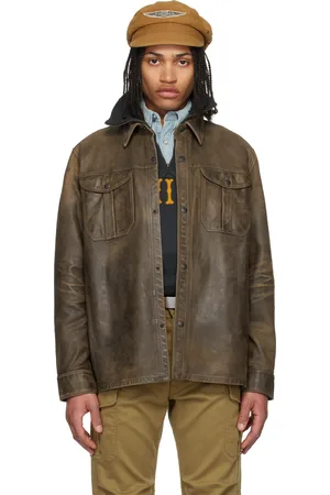 Ralph Lauren Brown Hand-Distressed Leather Overshirt