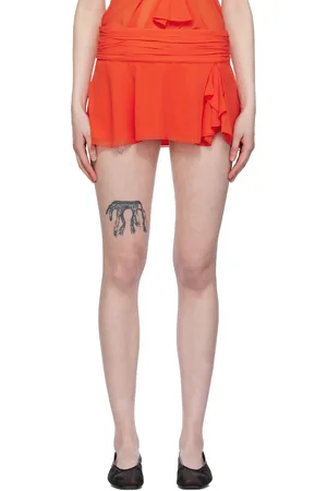 DANIELLE GUIZIO Red Gathered Miniskirt