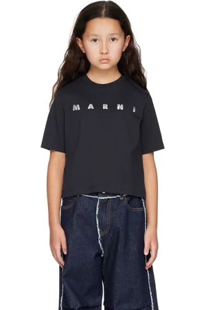 Marni Kids Navy Cropped T-shirt